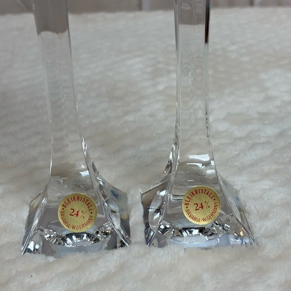 Elegant Crystal Candle Holders Bleikristall 24% Lead Crystal Candlesticks (2)